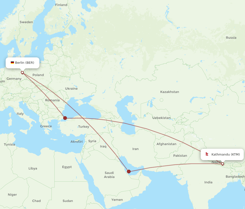 BER-KTM flight routes
