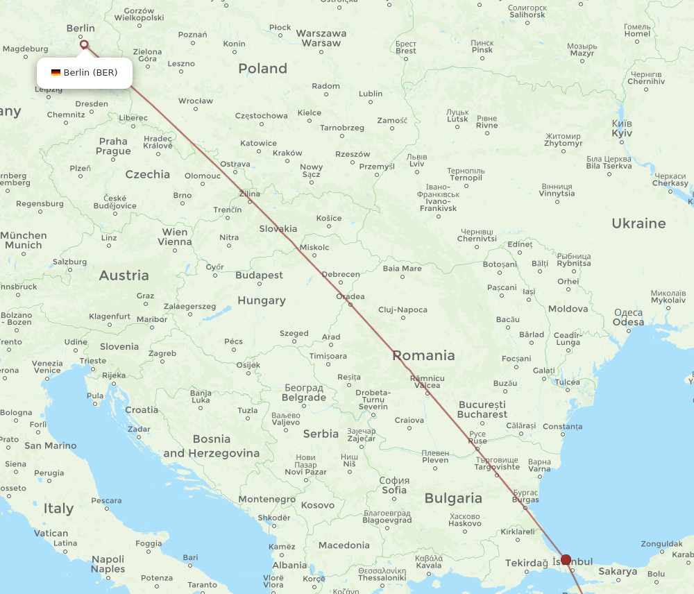 BER-KZR flight routes