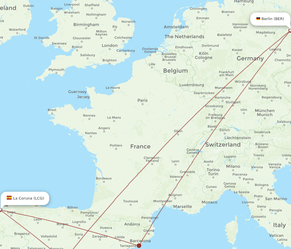 BER-LCG flight routes