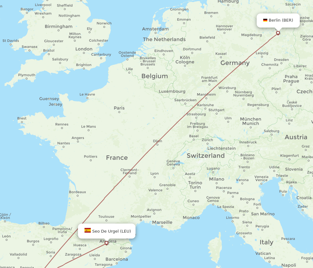 BER to LEU flights and routes map
