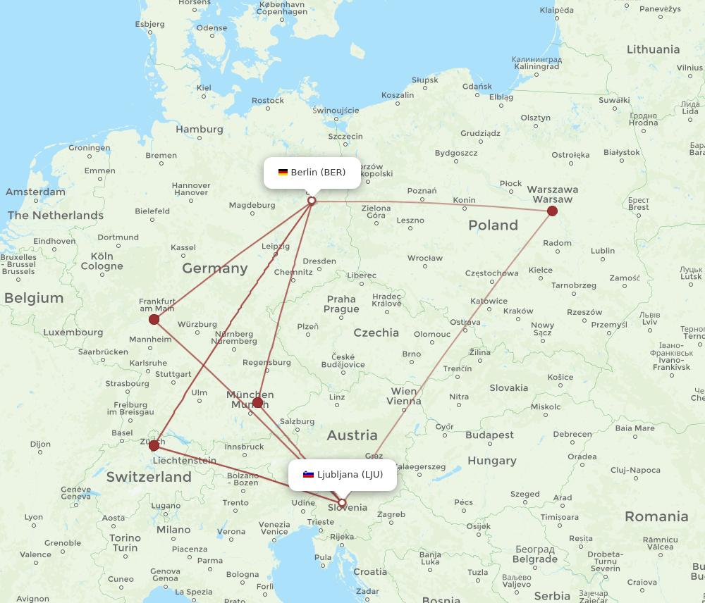 BER-LJU flight routes