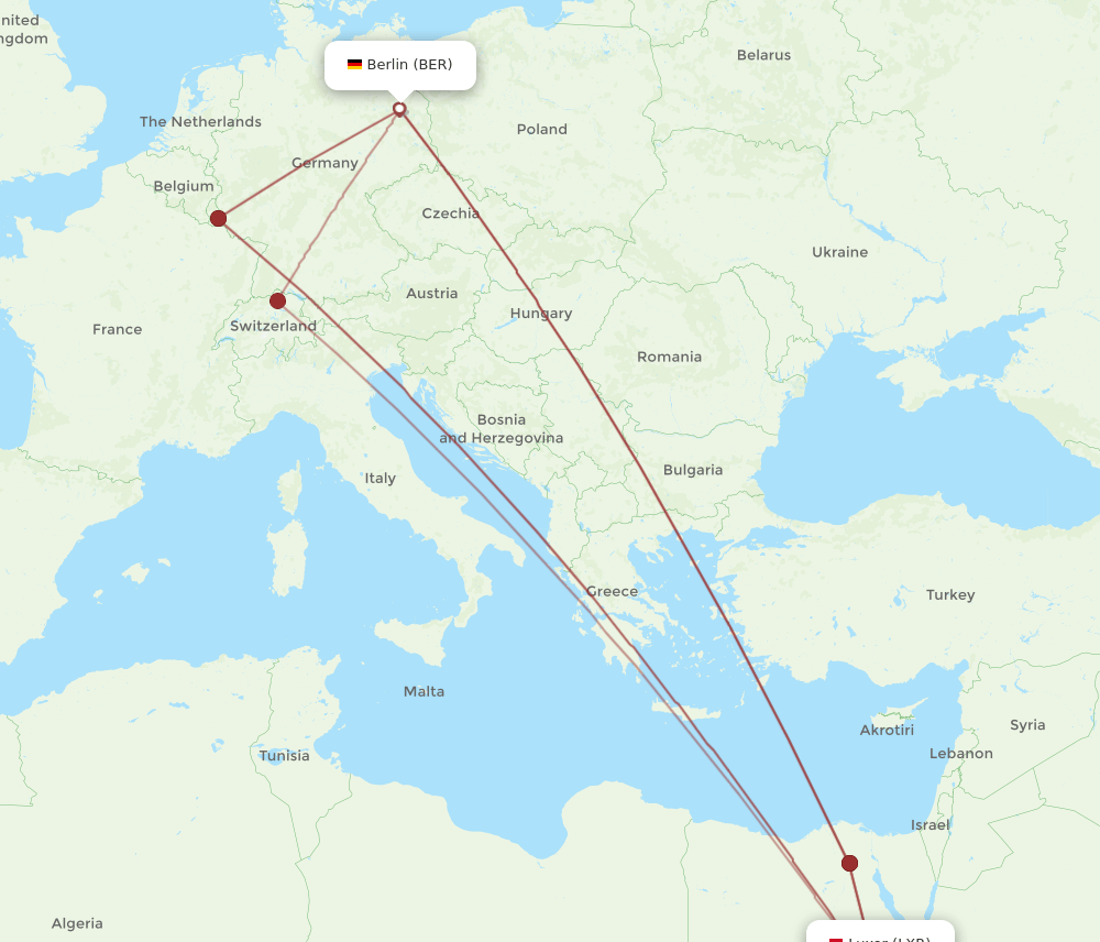 BER-LXR flight routes