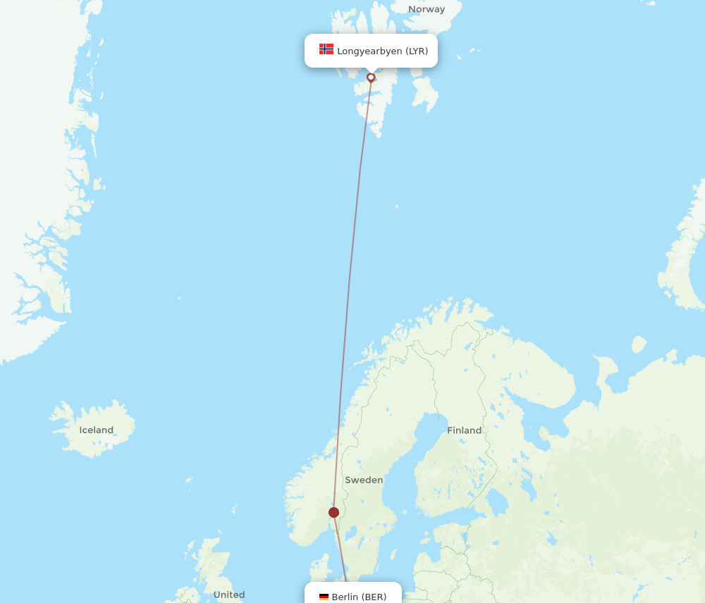 BER-LYR flight routes