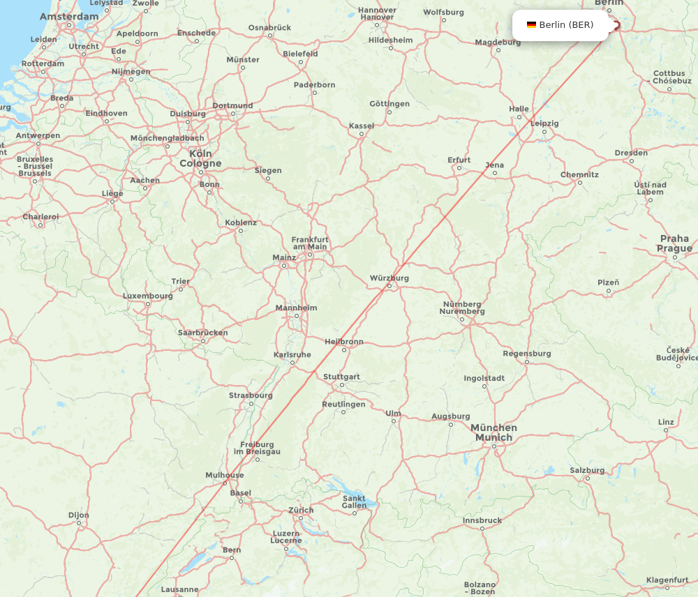 BER to LYS flights and routes map