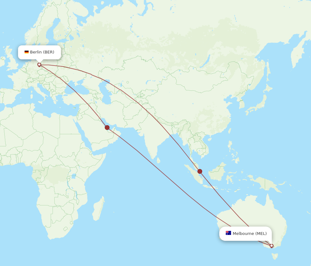 BER to MEL flights and routes map