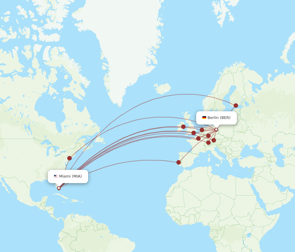 BER to MIA flights and routes map