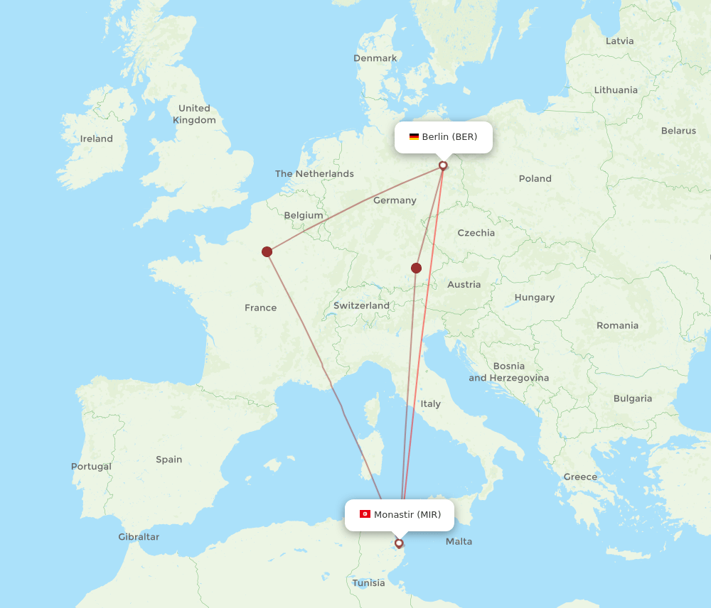BER-MIR flight routes