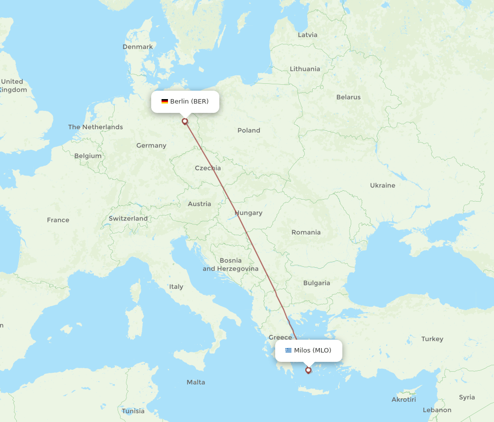 BER to MLO flights and routes map
