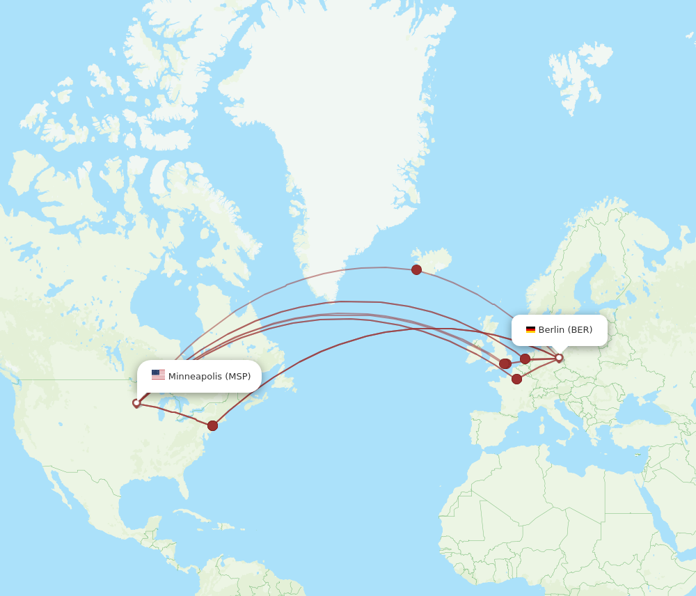 BER to MSP flights and routes map