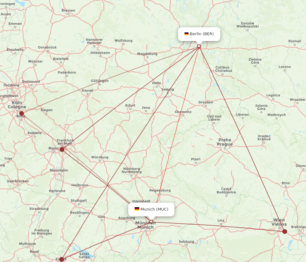 BER to MUC flights and routes map