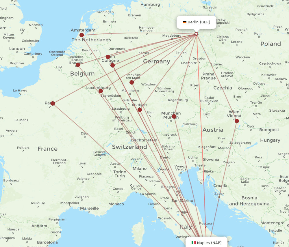 BER-NAP flight routes