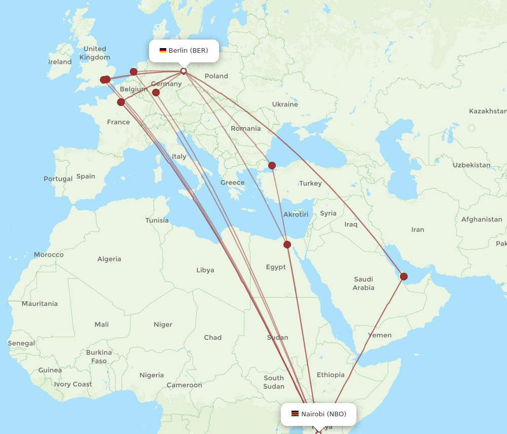 BER-NBO flight routes