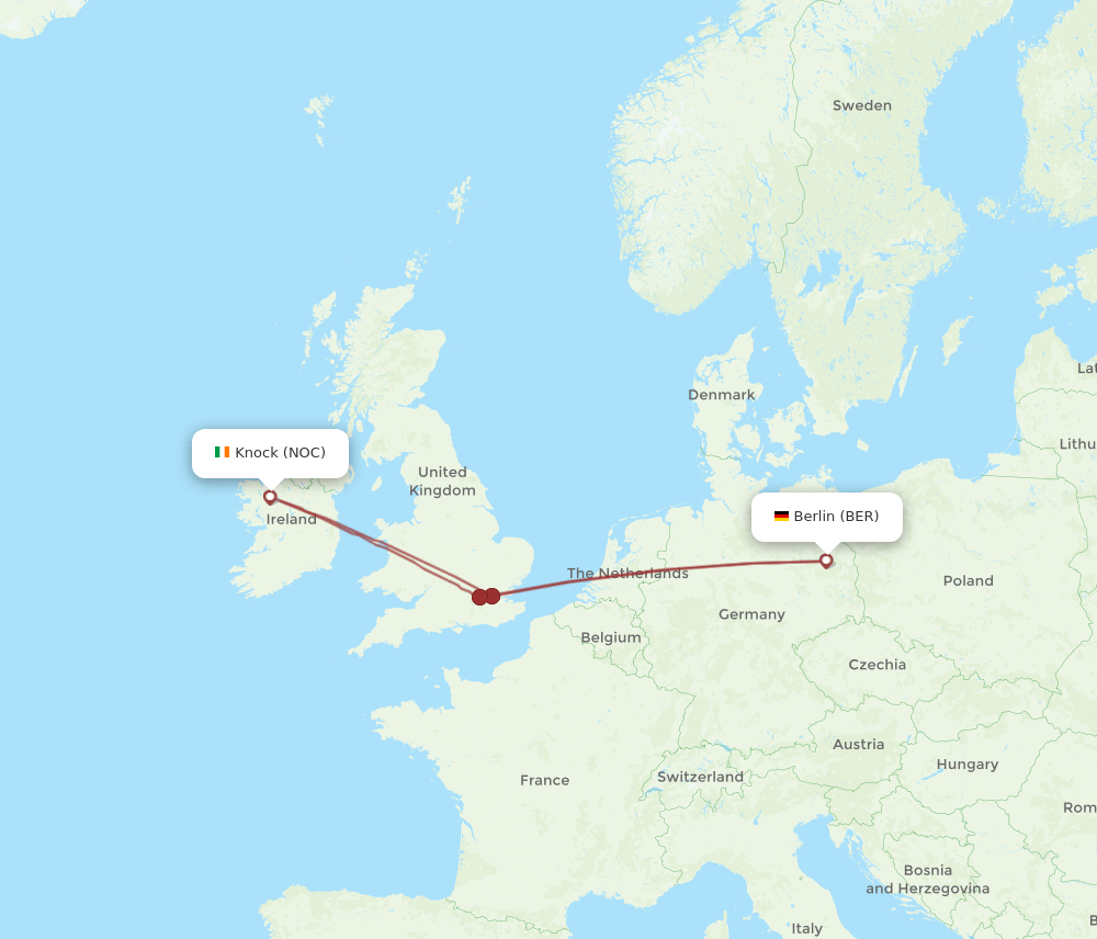 BER to NOC flights and routes map