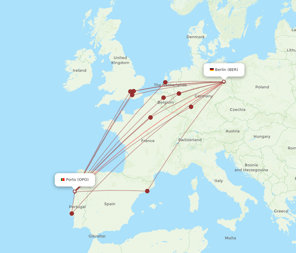 BER-OPO flight routes