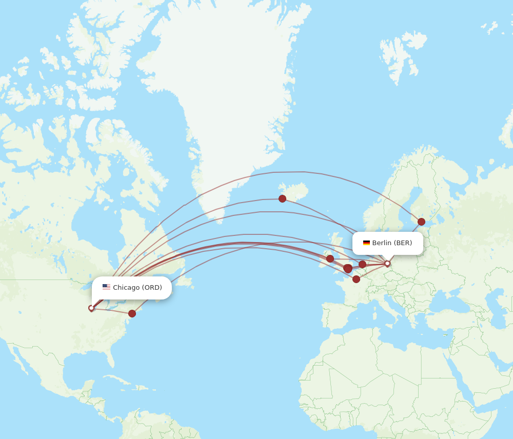 BER to ORD flights and routes map