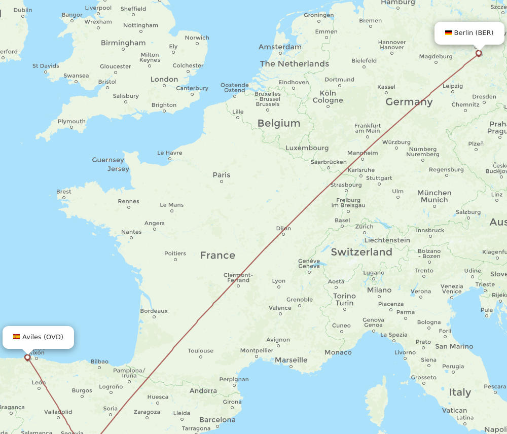 BER to OVD flights and routes map