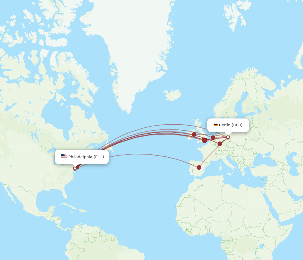 BER-PHL flight routes