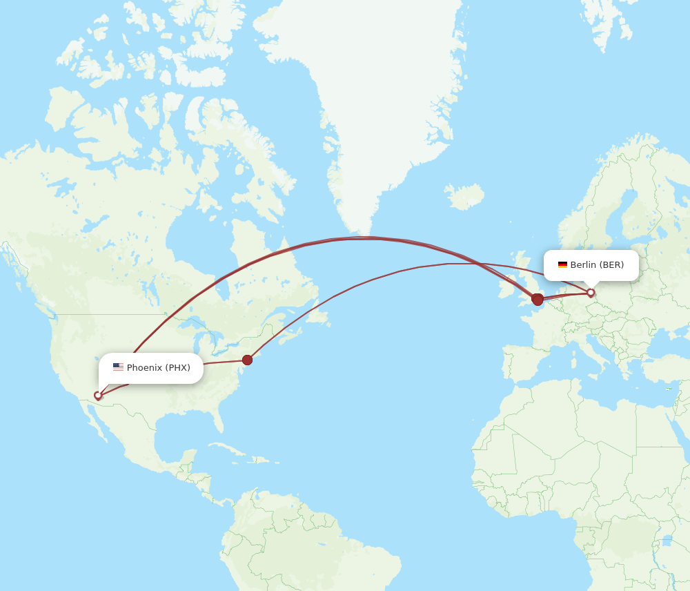 BER-PHX flight routes