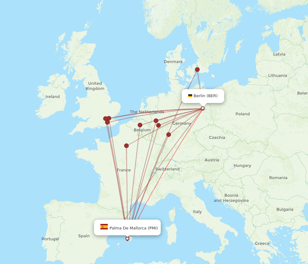 BER to PMI flights and routes map