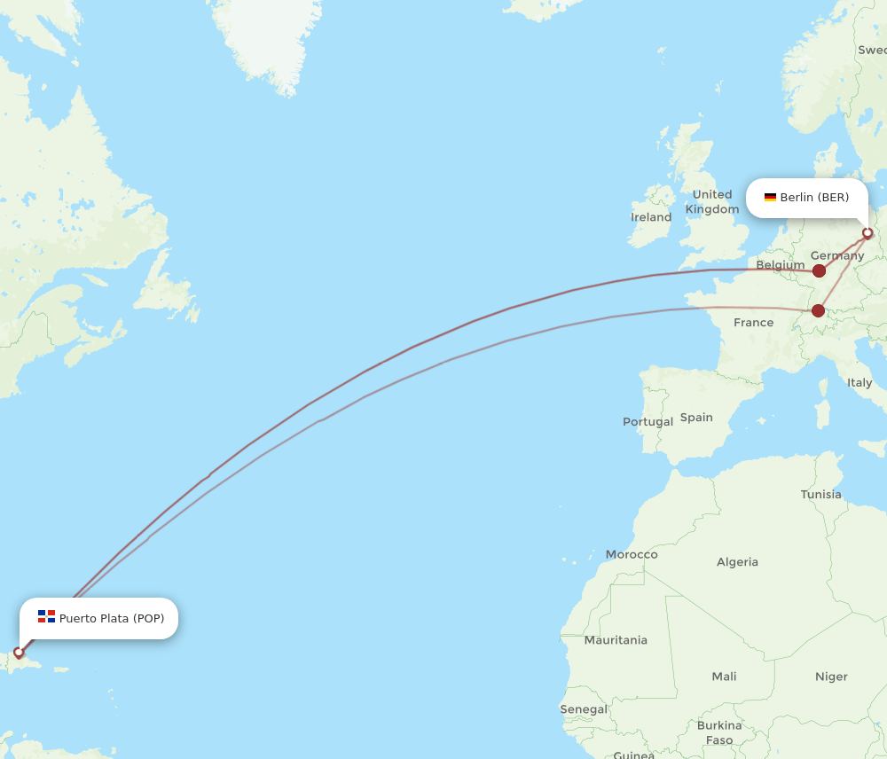 BER-POP flight routes