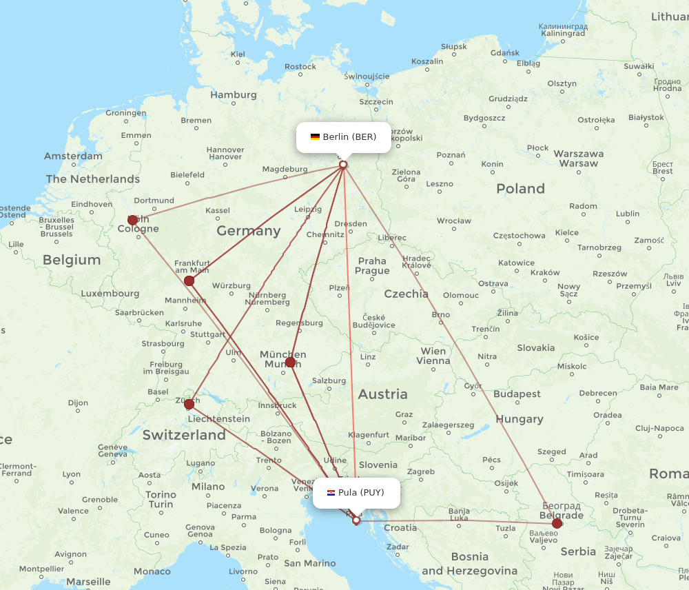 BER-PUY flight routes