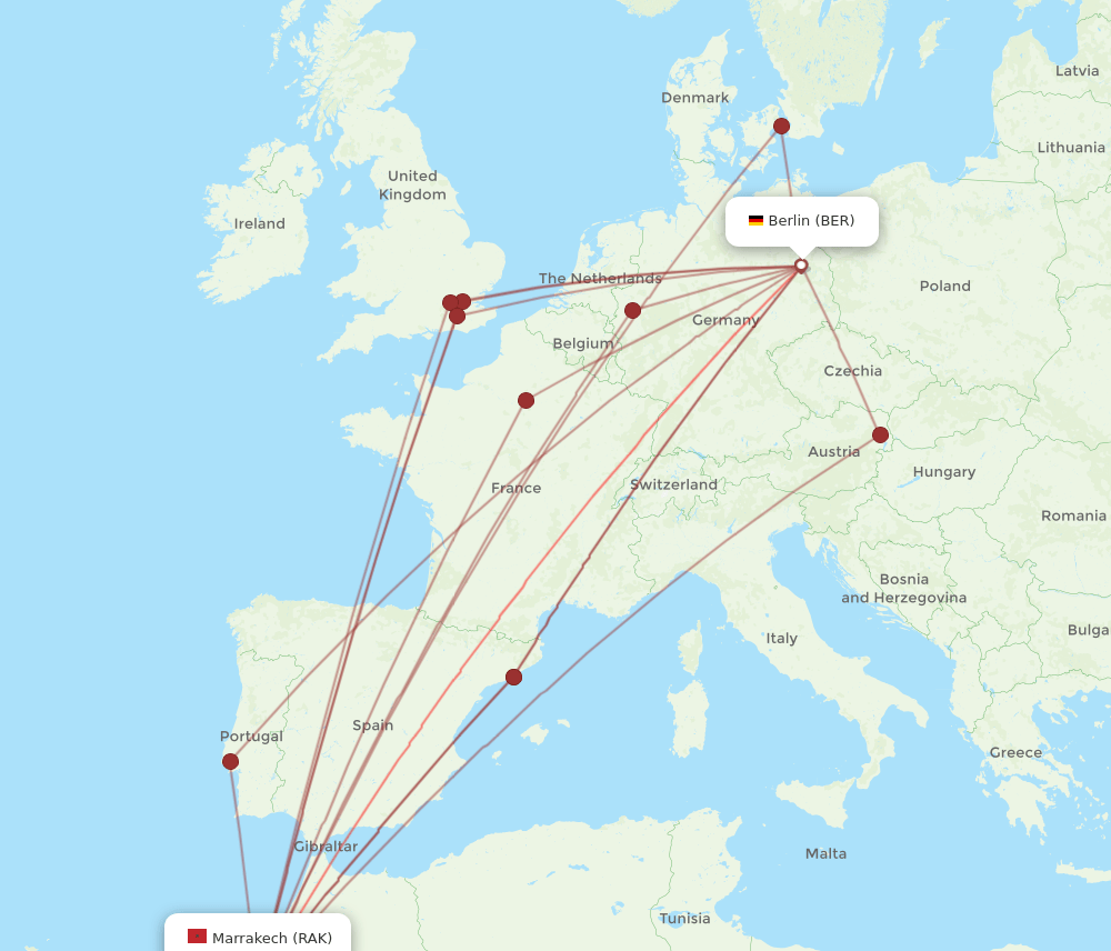 BER-RAK flight routes