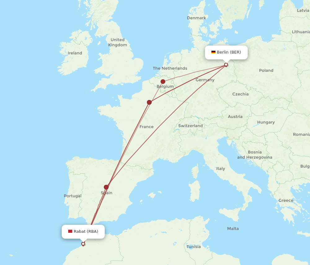 BER-RBA flight routes
