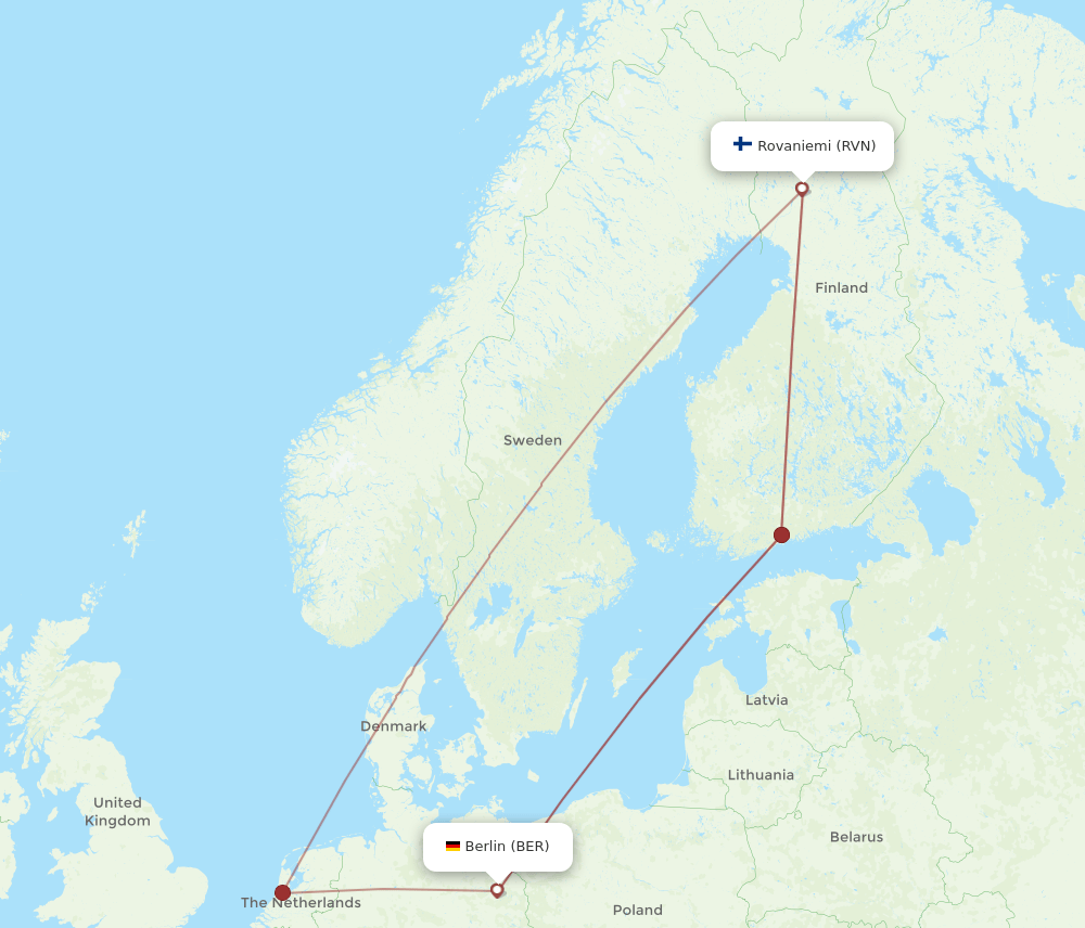 BER-RVN flight routes