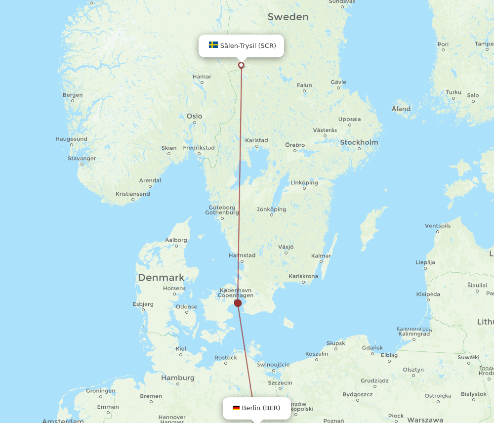 Salen - Berlin route map and flight paths