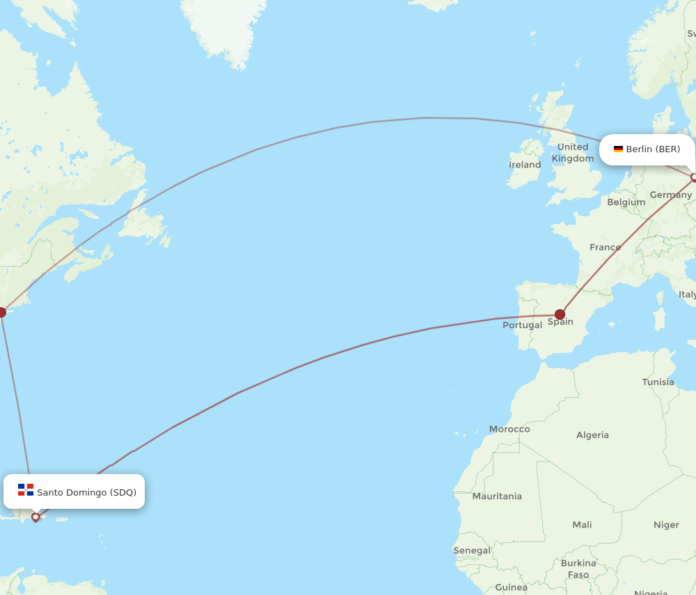 BER-SDQ flight routes