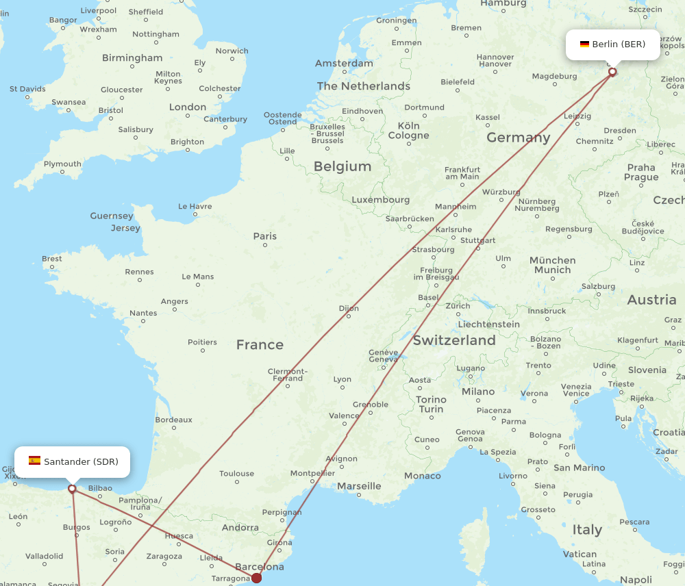 BER-SDR flight routes