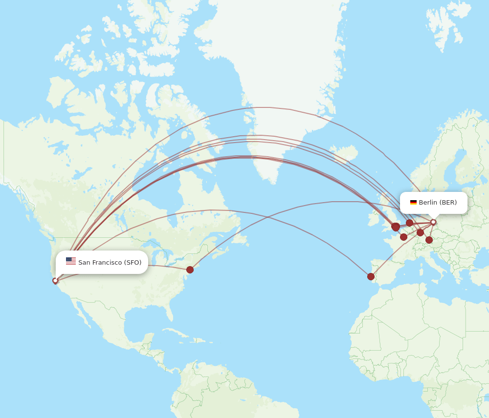 BER-SFO flight routes