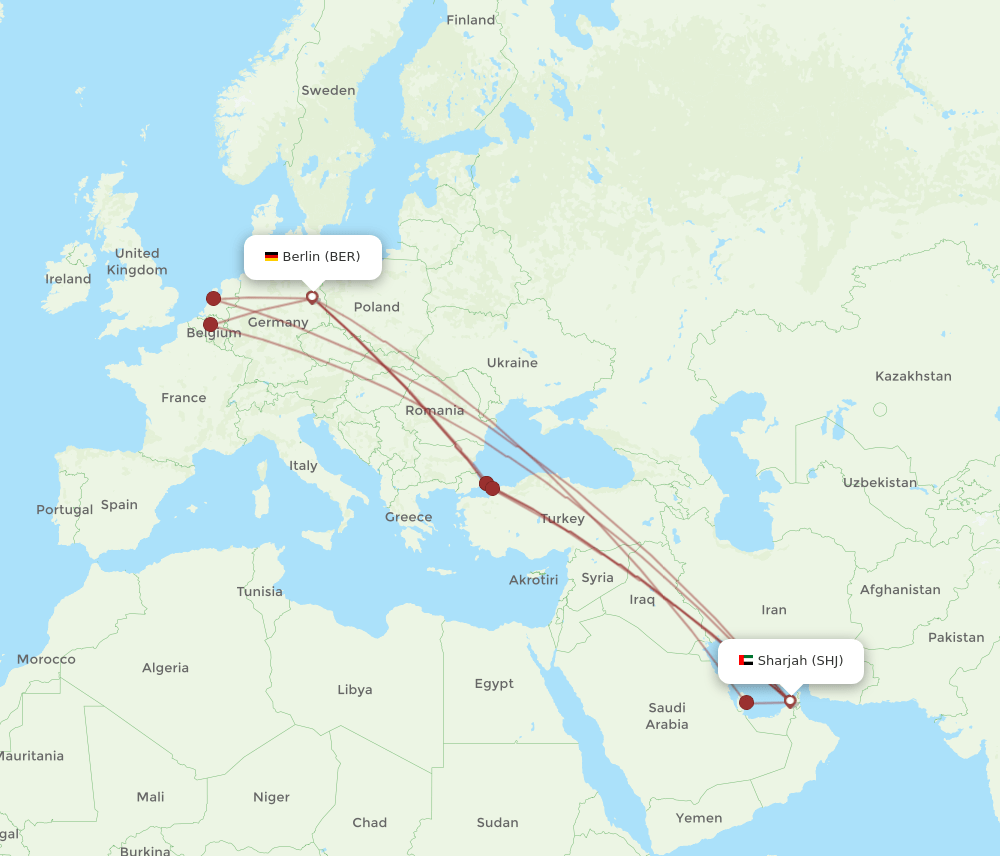 BER-SHJ flight routes