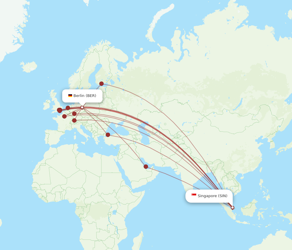 BER to SIN flights and routes map