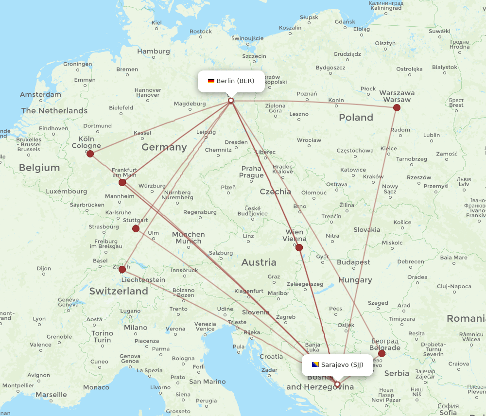 BER-SJJ flight routes