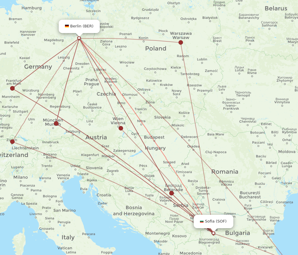 BER to SOF flights and routes map