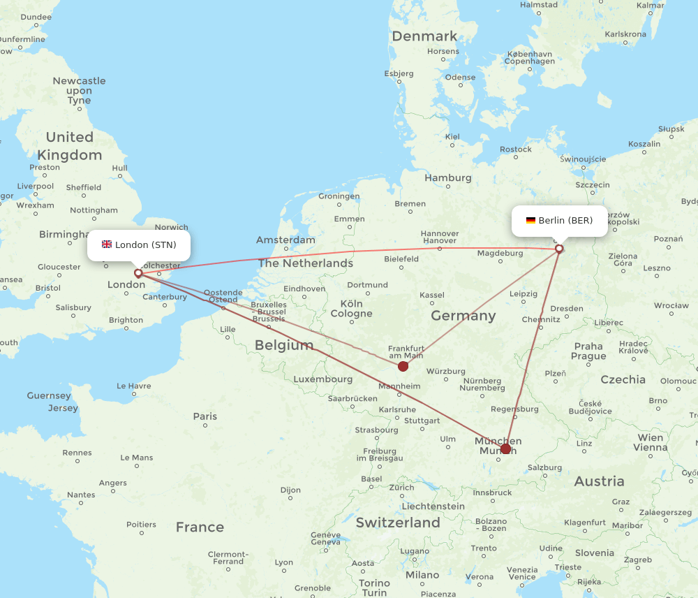 BER-STN flight routes