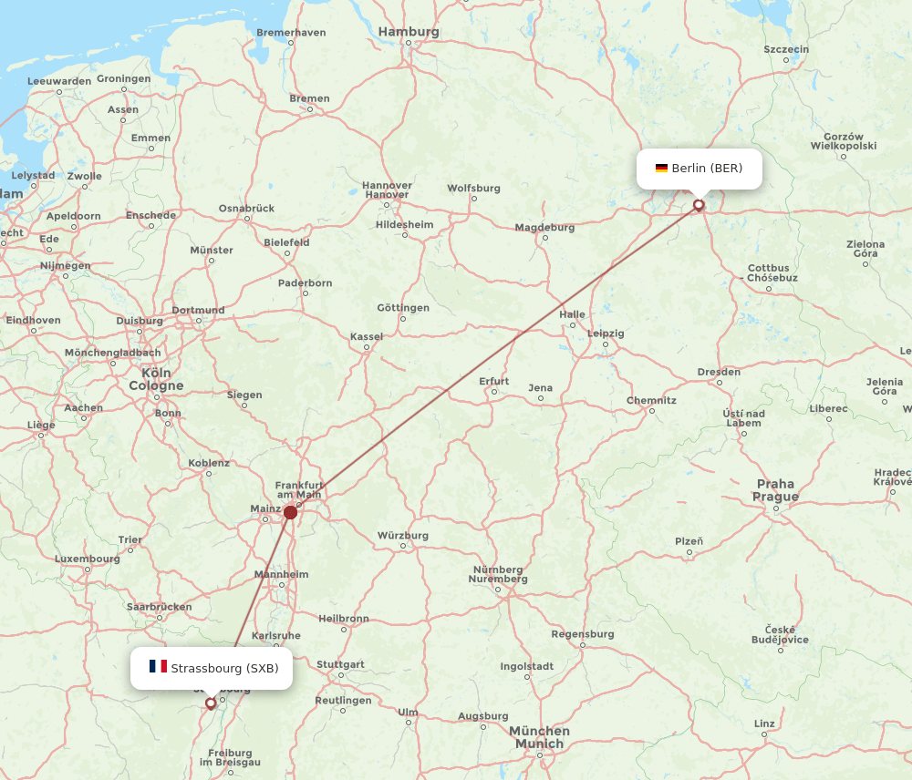 BER to SXB flights and routes map