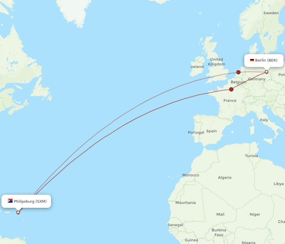 BER-SXM flight routes