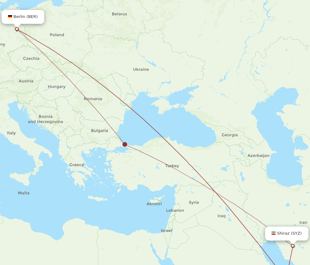 BER to SYZ flights and routes map