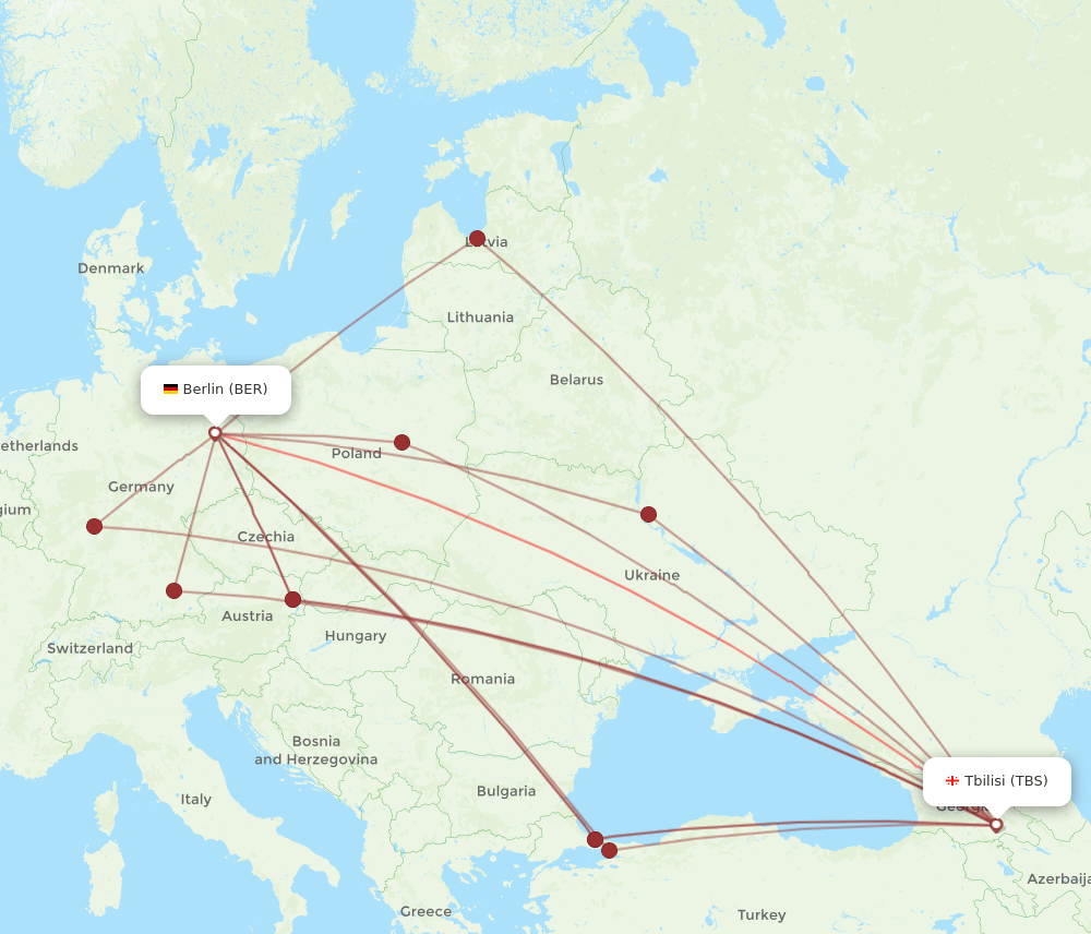 BER-TBS flight routes