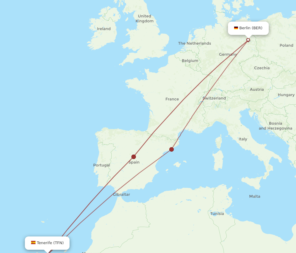 BER-TFN flight routes