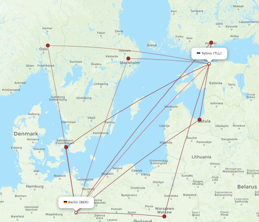 BER-TLL flight routes