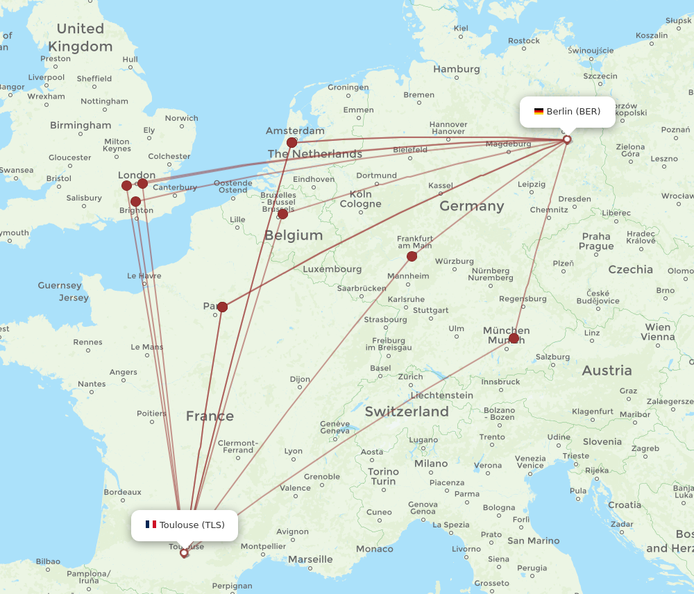 BER to TLS flights and routes map