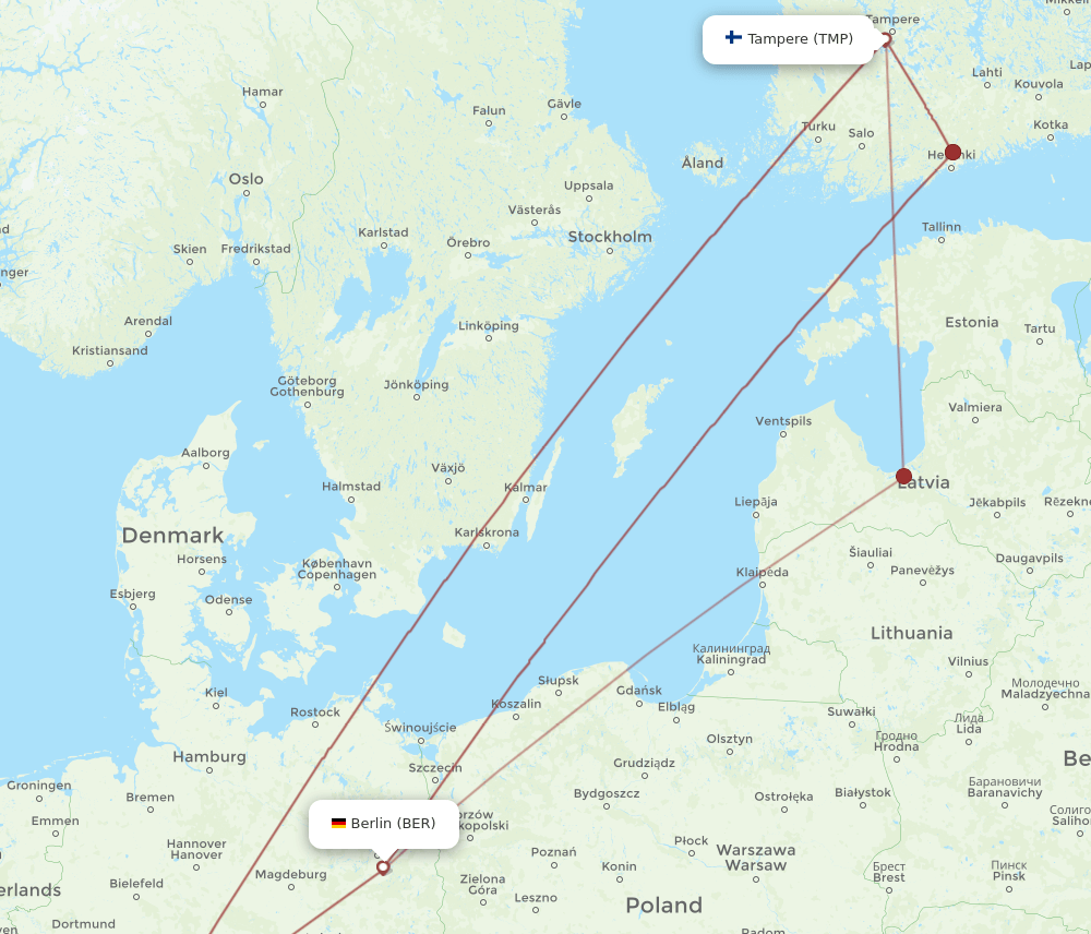 BER-TMP flight routes