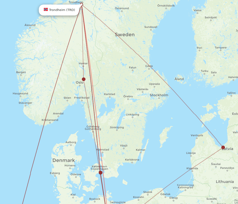 BER-TRD flight routes