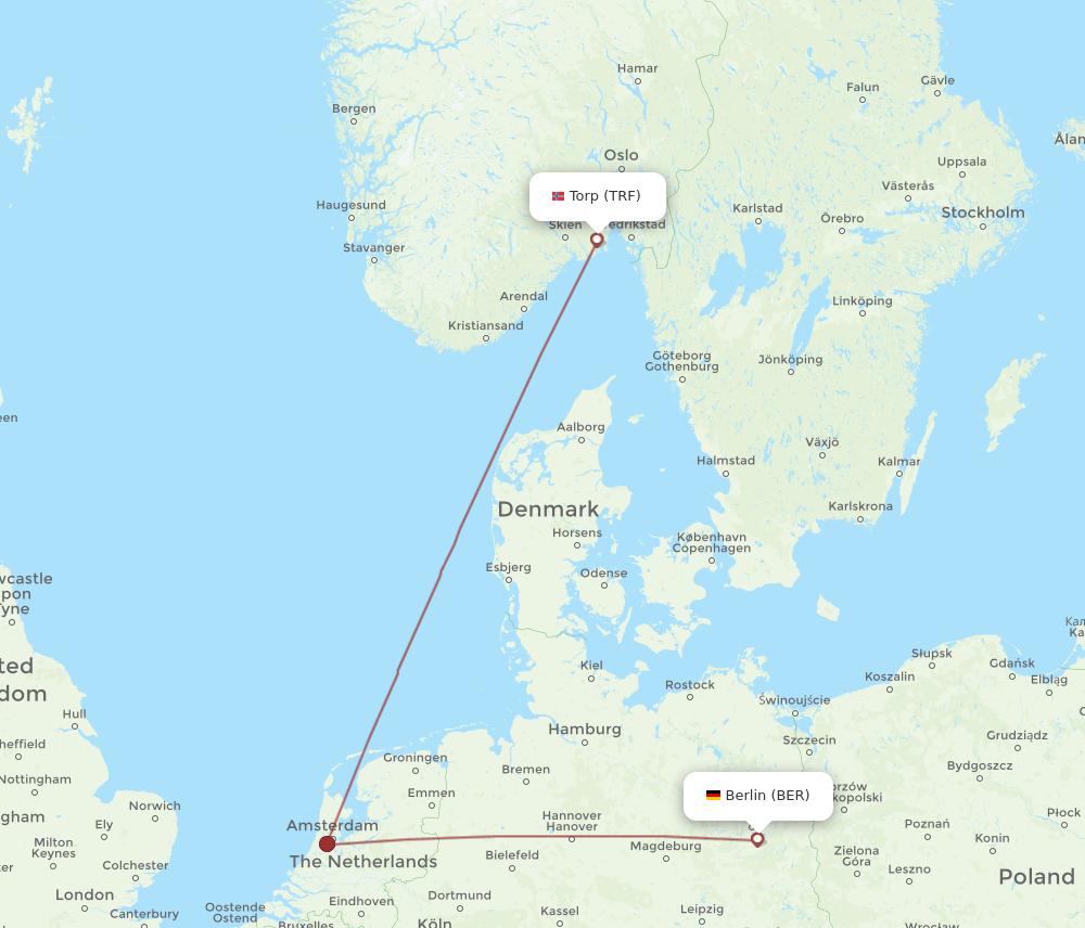 BER-TRF flight routes