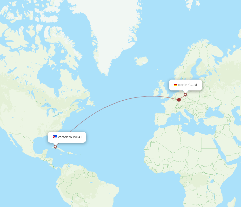 BER to VRA flights and routes map