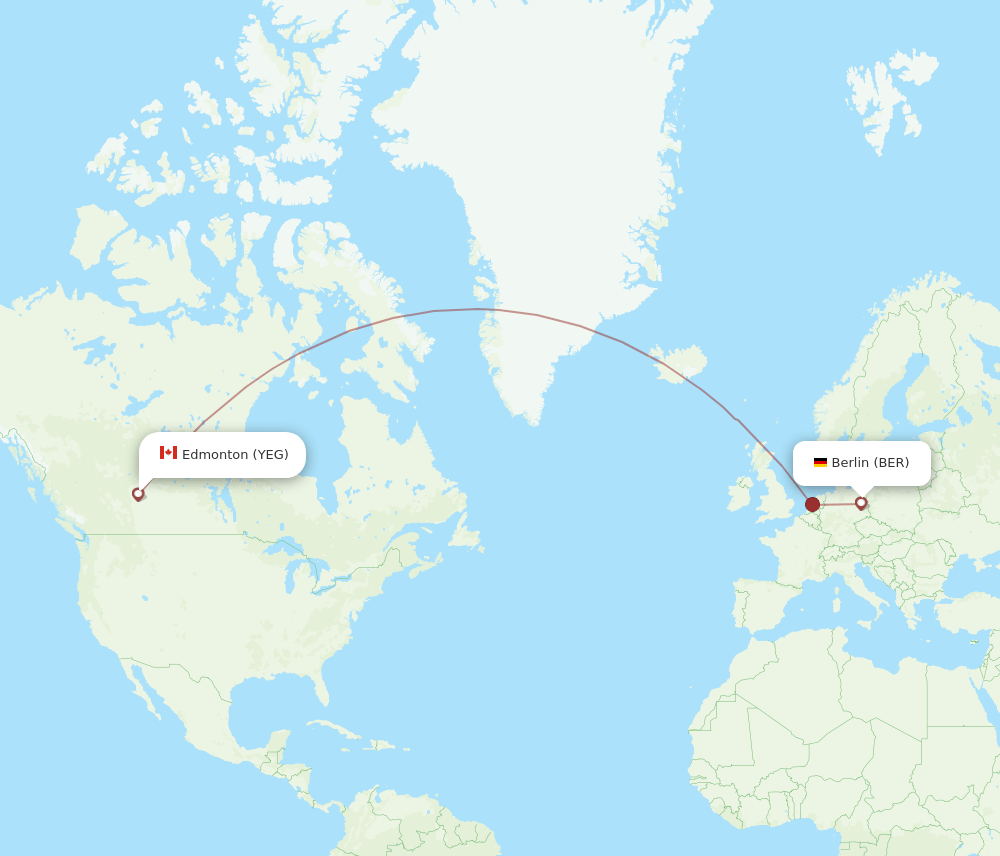 BER to YEG flights and routes map
