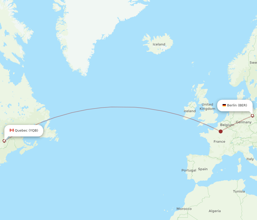 BER-YQB flight routes